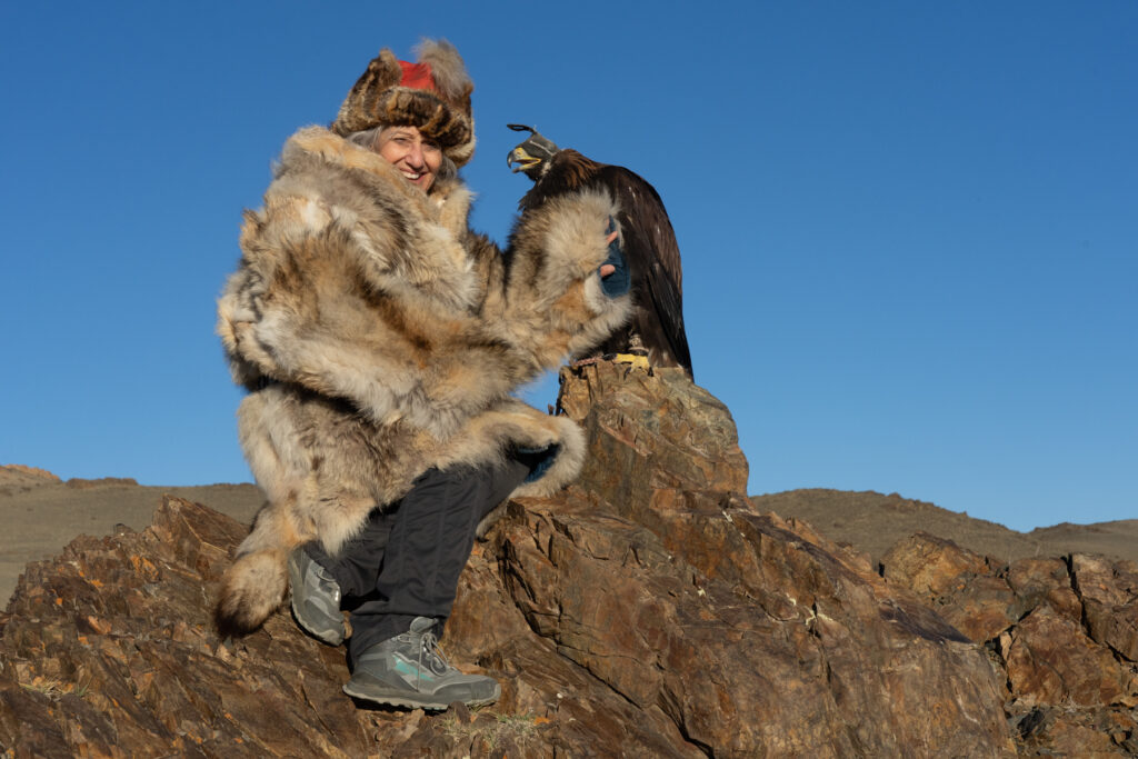 Amy dressed in furs with her new friend (image by Inger Vandyke)